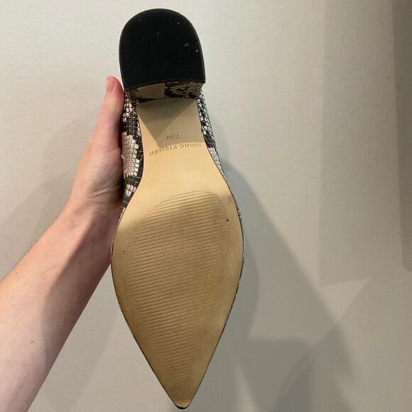 Marc Fisher Ragni Embossed Snakeskin Block Heeled Mules - Picture 6 of 6